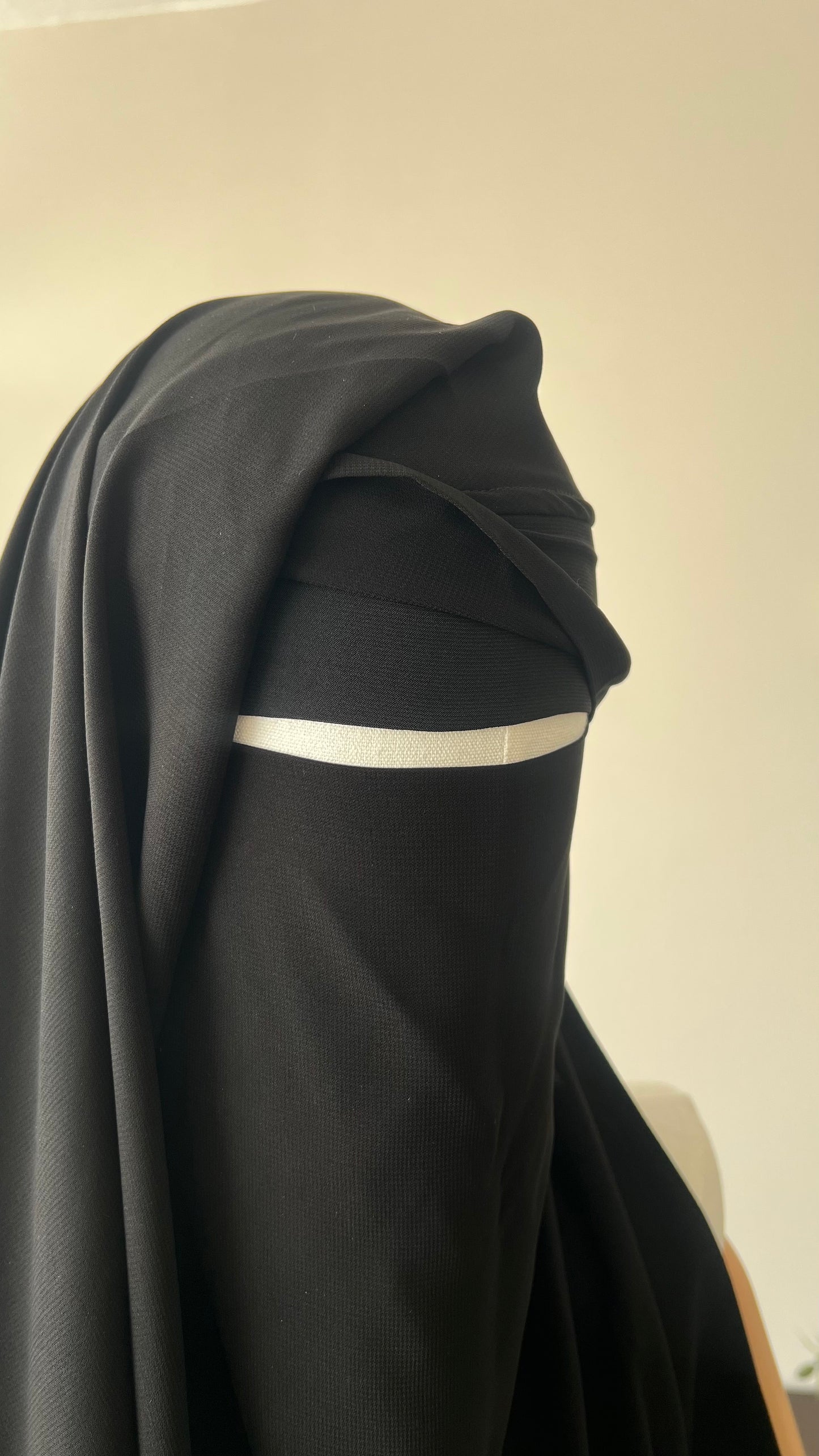 Niqab Kano: Short 2 Layer Niqab with Jersey Headband & Elastic Sides