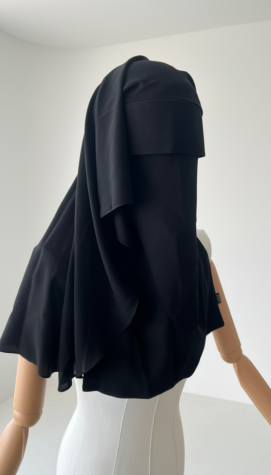 Niqab Kano: Short 2 Layer Niqab with Jersey Headband & Elastic Sides