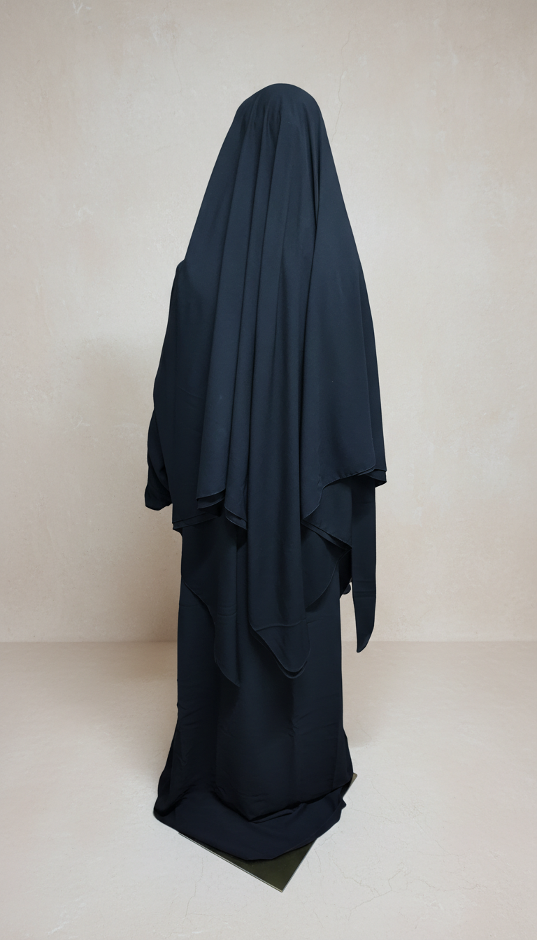 Niqab Dhaka: Black Diamond Cut, Three-Layered & Flap