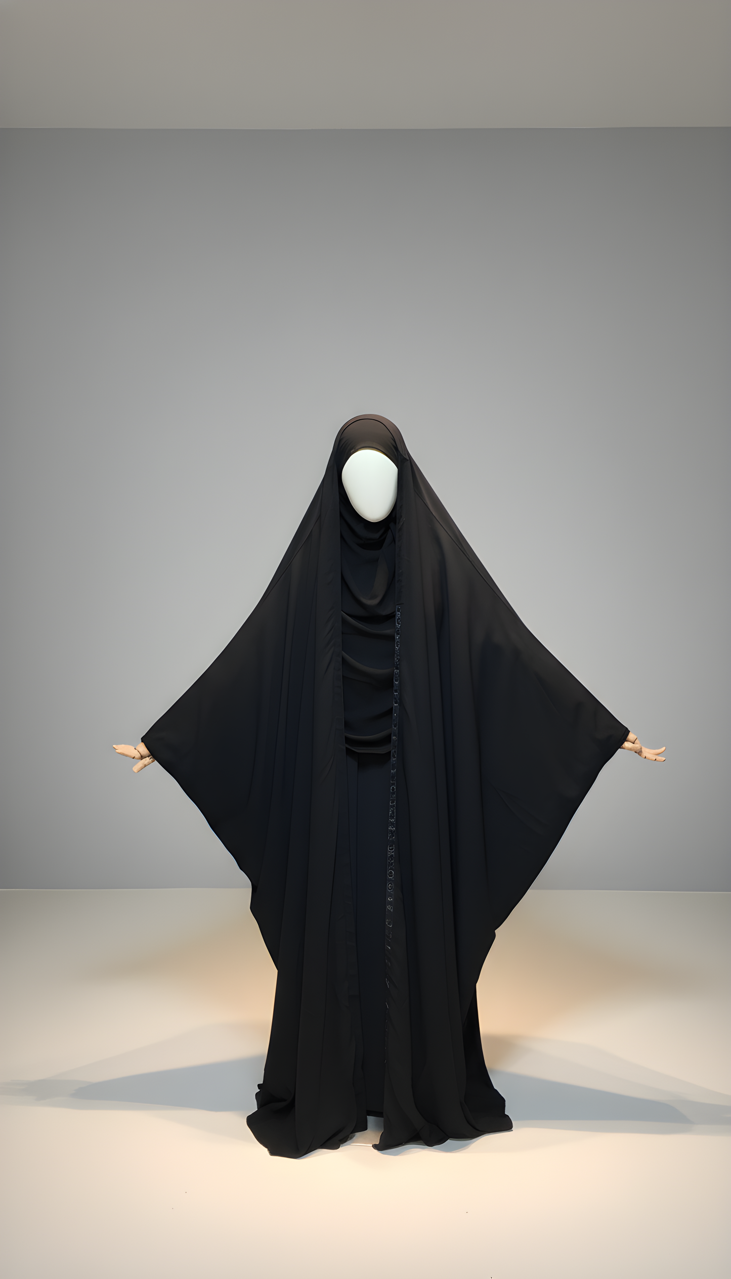 Jilbab Banjul: Open Design With Snap Buttons - Crepe