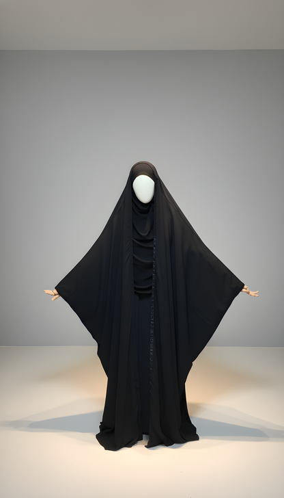 Jilbab Banjul: Open Design With Snap Buttons - Crepe