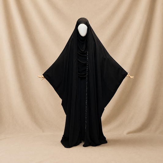 Jilbab Banjul: Open Design With Snap Buttons - Crepe