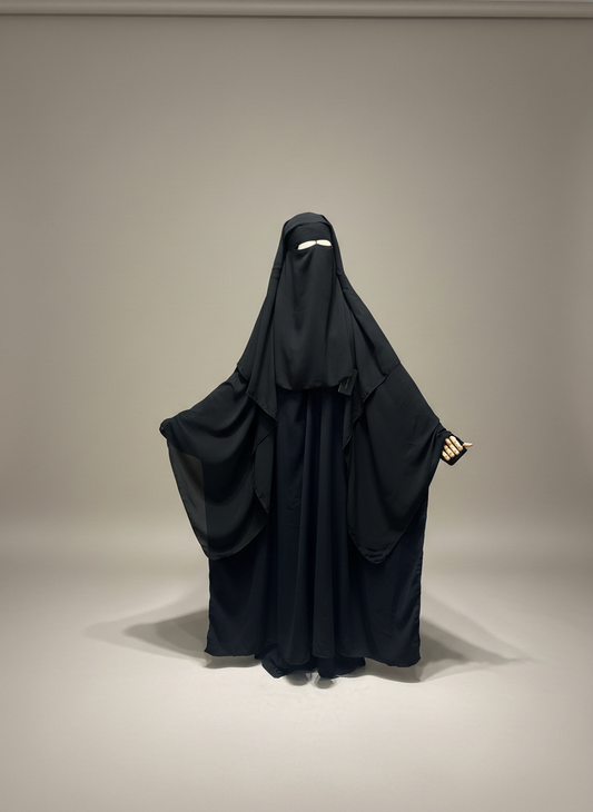 Niqab Al-Qahira: Black Diamond Cut, Three-Layered & String