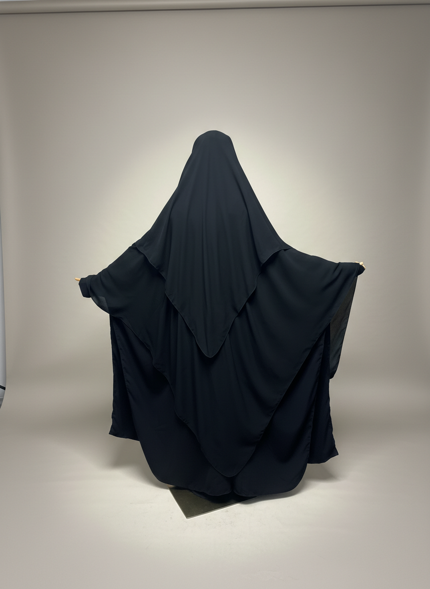 Niqab Al-Qahira: Flap, Black Diamond Cut, Three-Layered & String